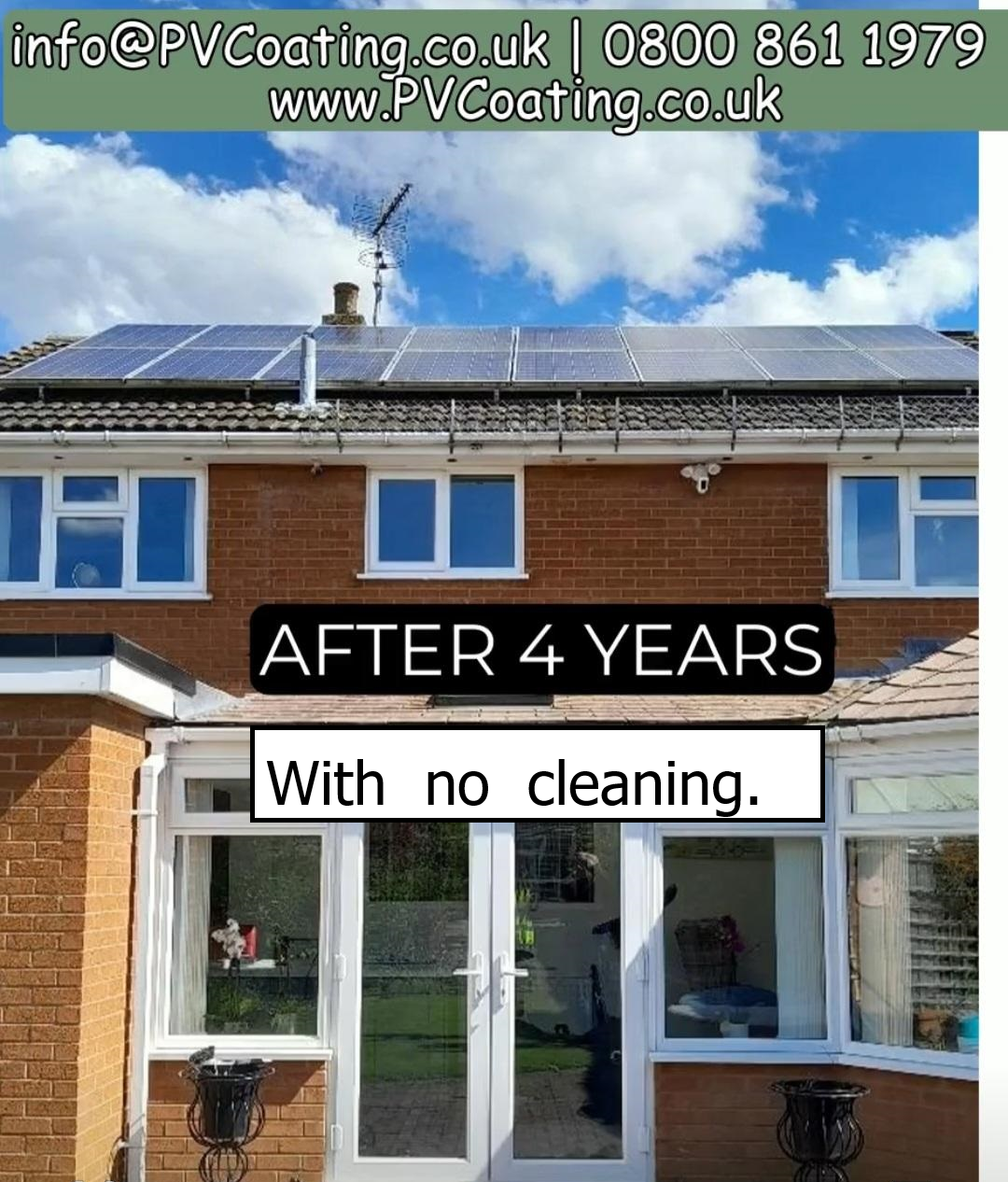 Solar panels 4 years after applying PV coating